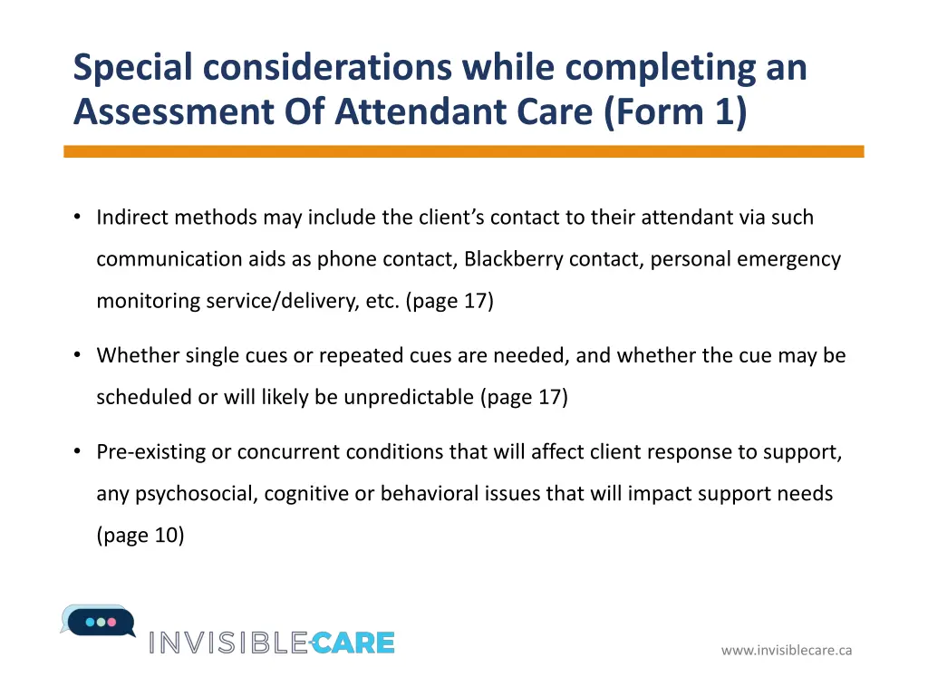 special considerations while completing