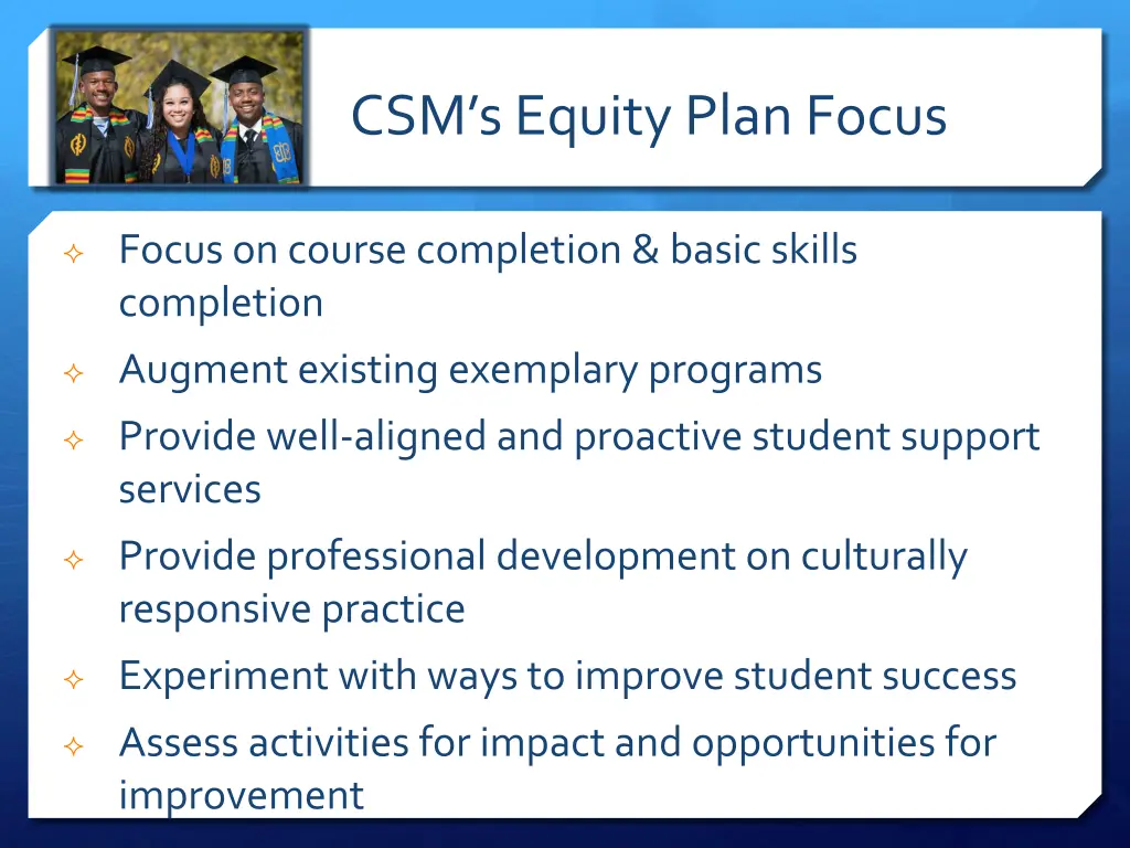 csm s equity plan focus
