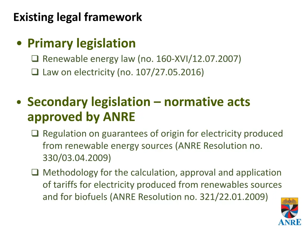 existing legal framework