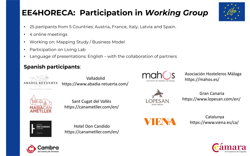 ee4horeca participation in working group