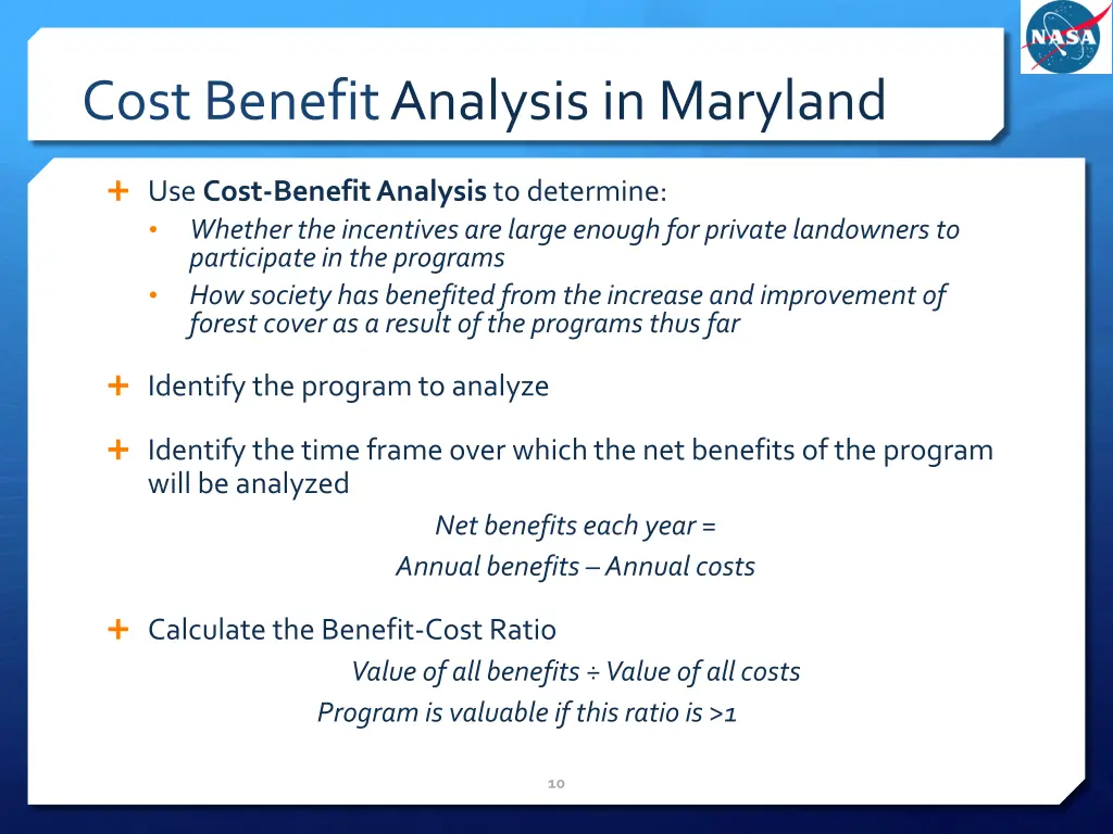 cost benefit analysis in maryland
