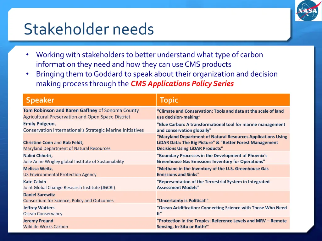 stakeholder needs