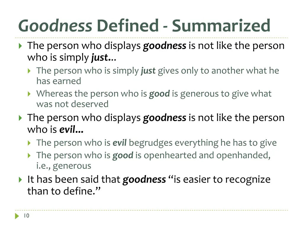goodness defined summarized