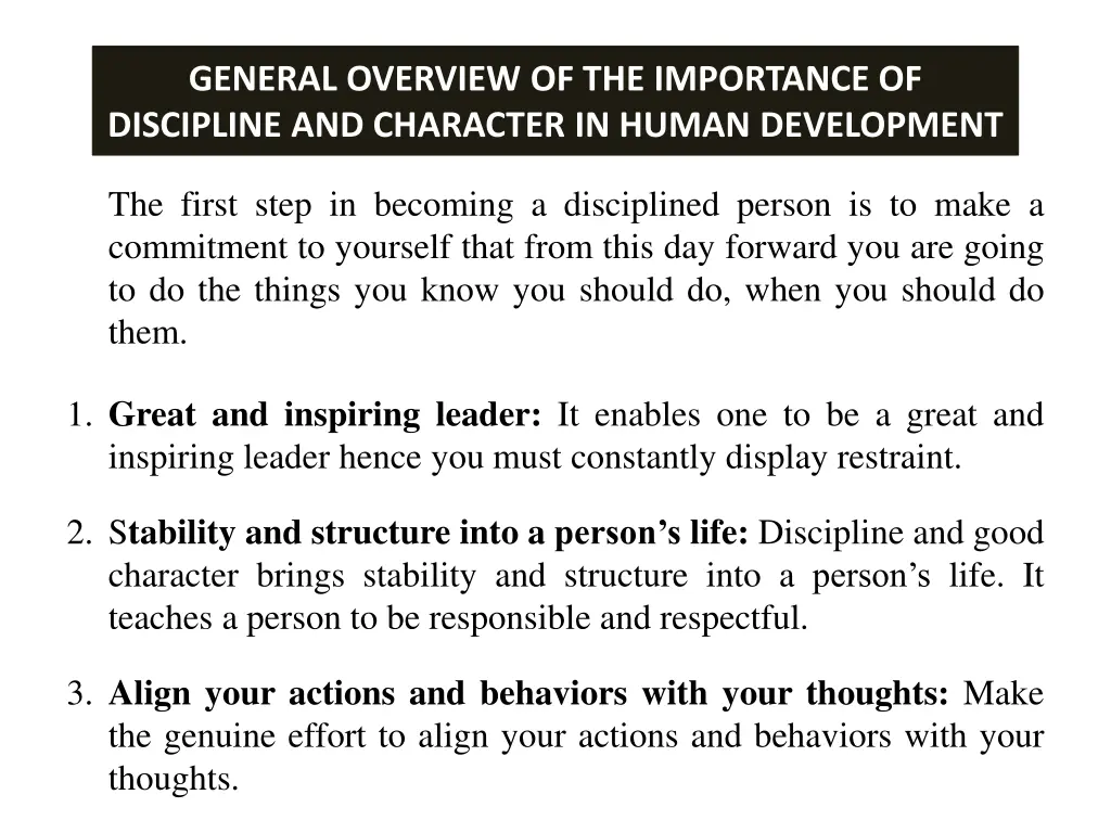 general overview of the importance of discipline