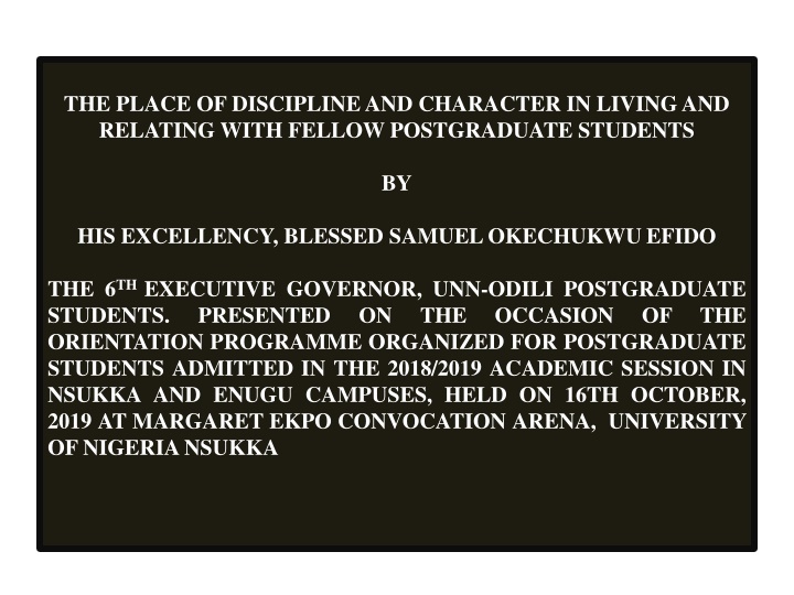 the place of discipline and character in living
