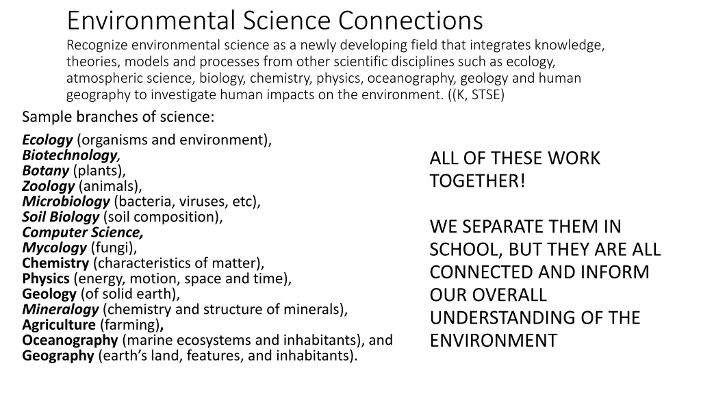 environmental science connections recognize