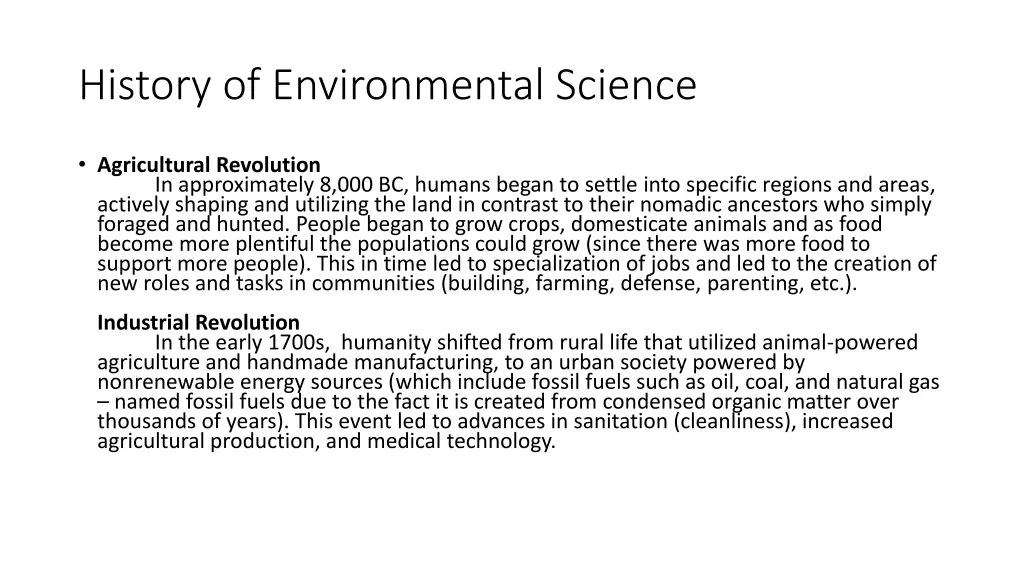 history of environmental science 1