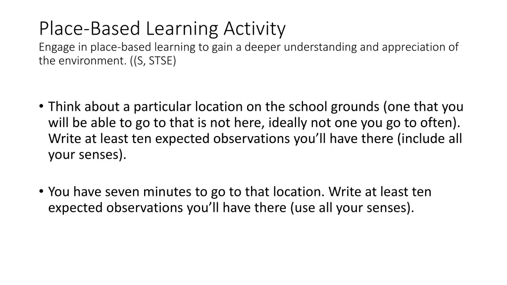 place based learning activity engage in place