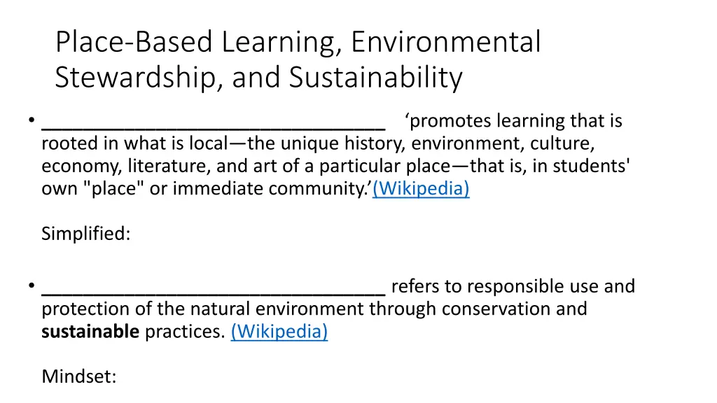 place based learning environmental stewardship