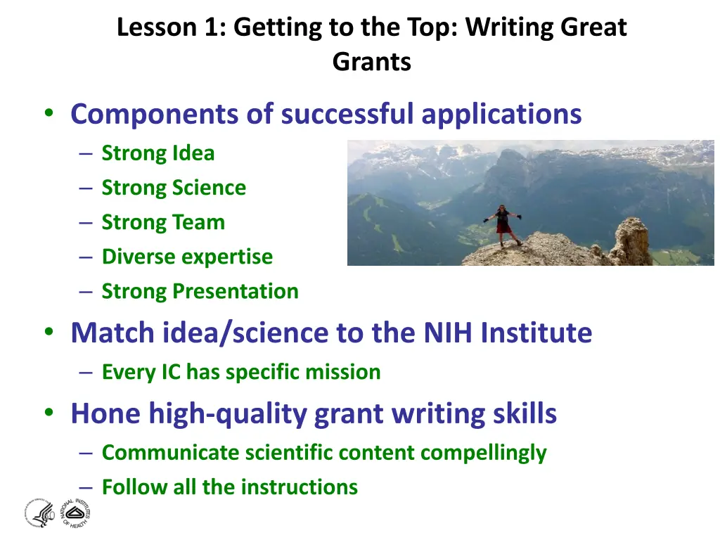 lesson 1 getting to the top writing great grants