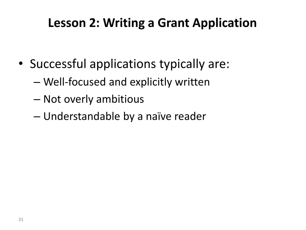 lesson 2 writing a grant application