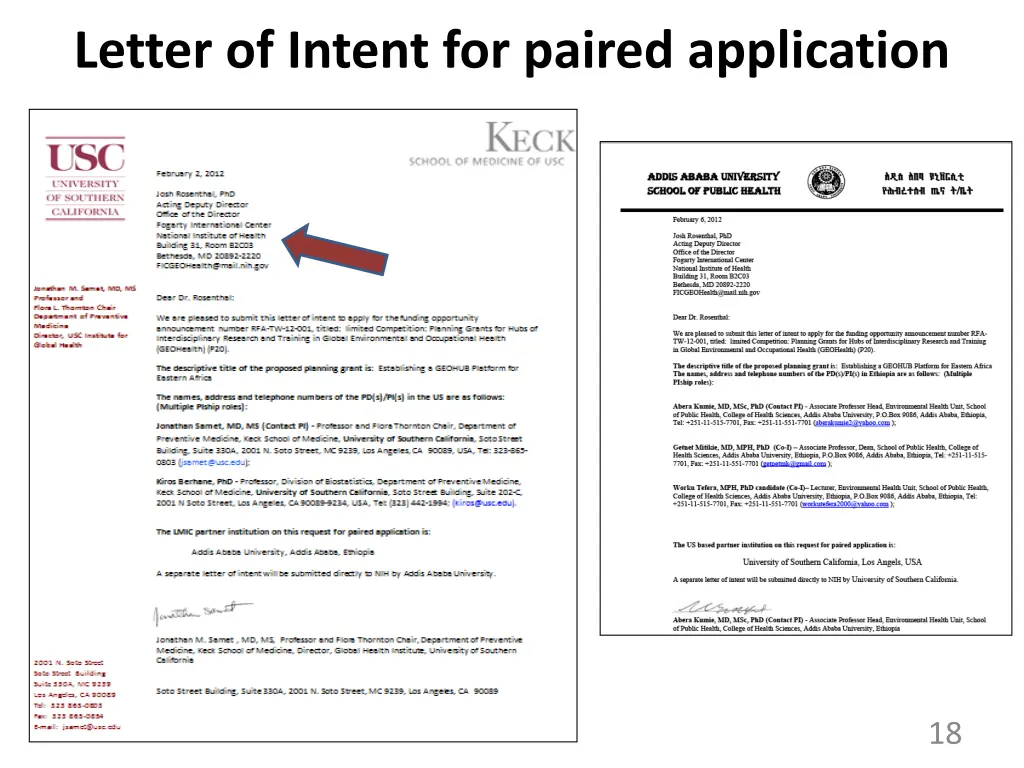 letter of intent for paired application