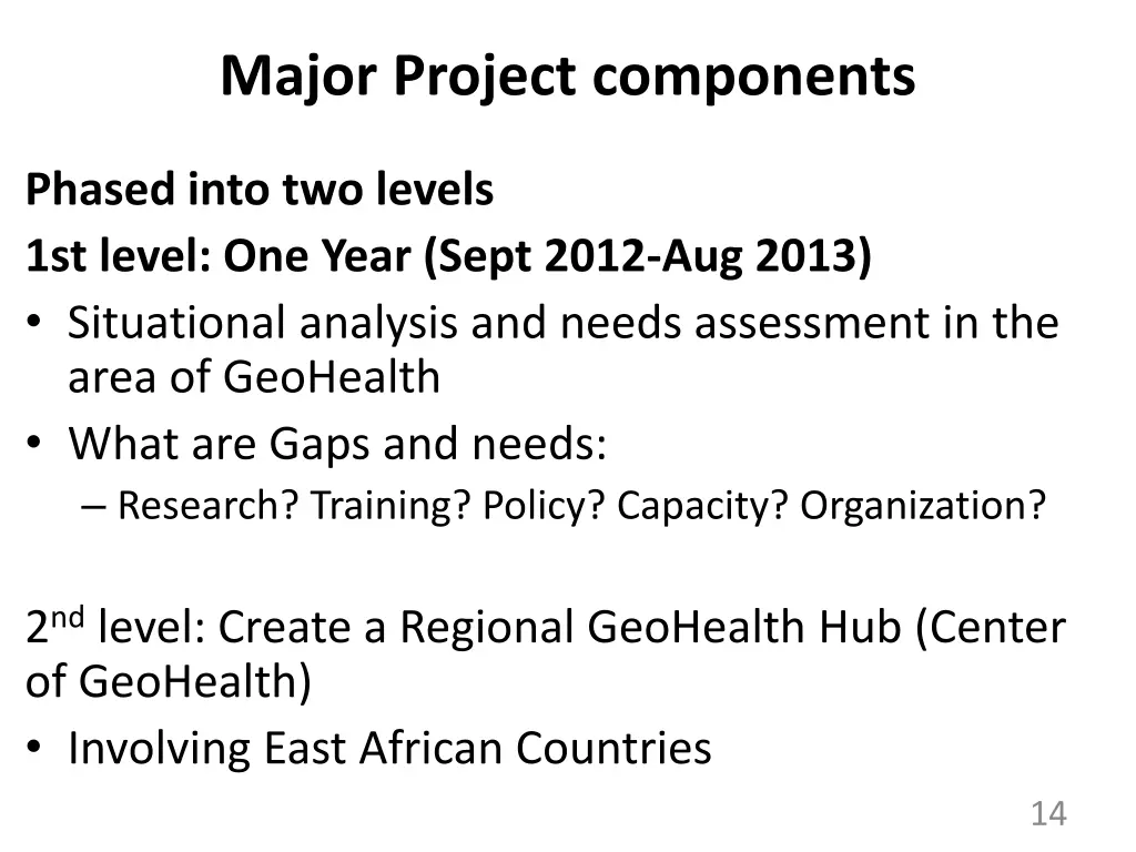 major project components