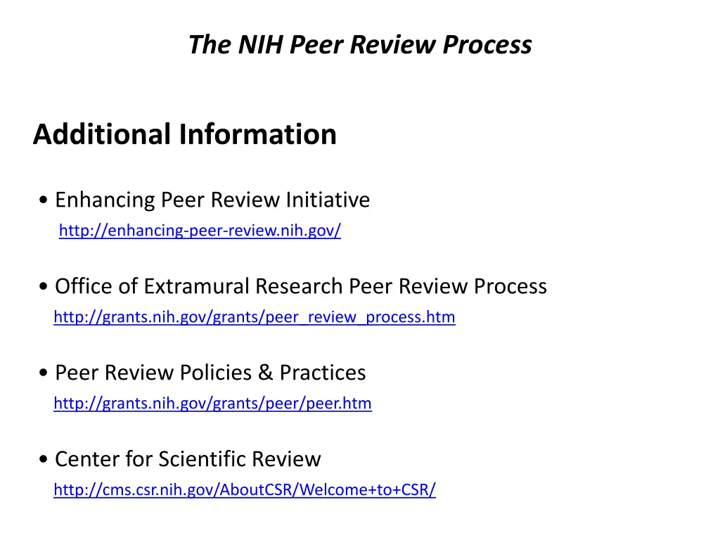 the nih peer review process
