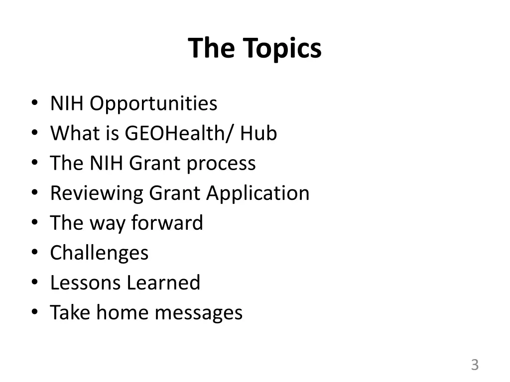 the topics