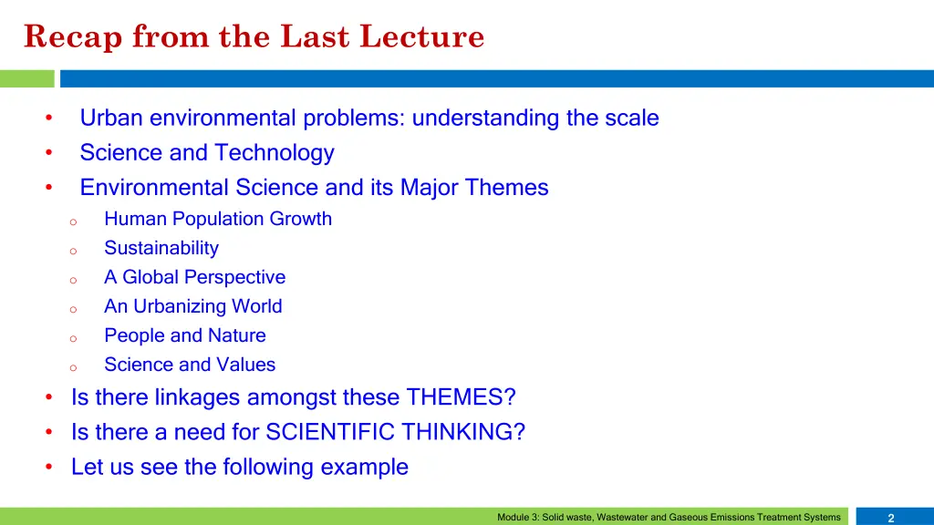 recap from the last lecture