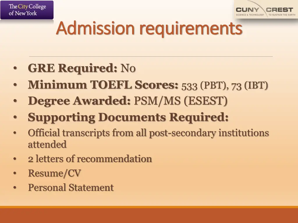 admission requirements admission requirements