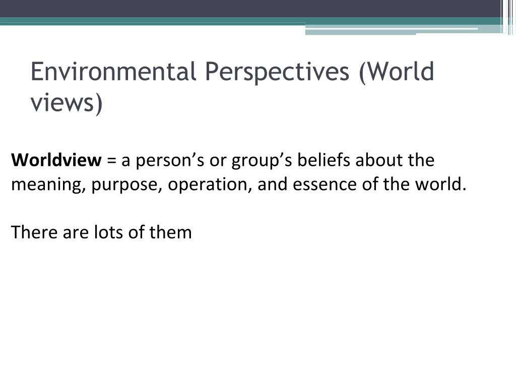 environmental perspectives world views