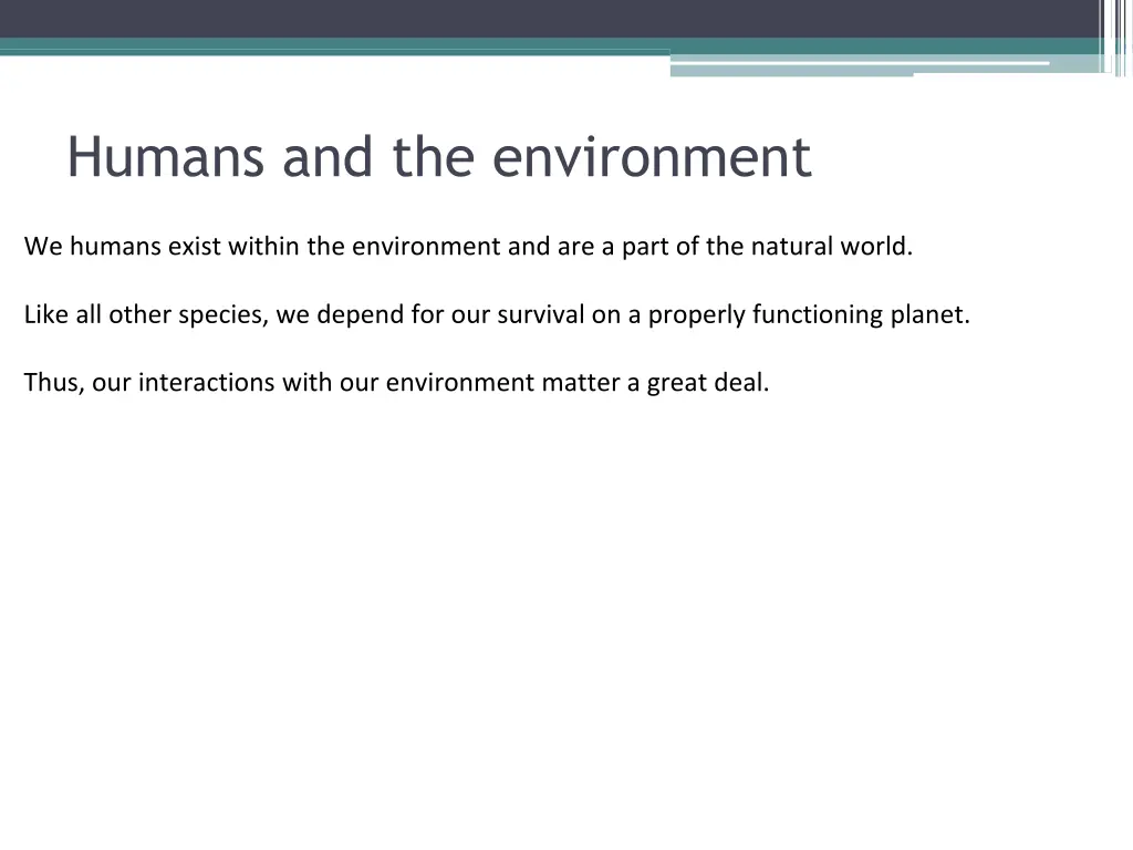 humans and the environment