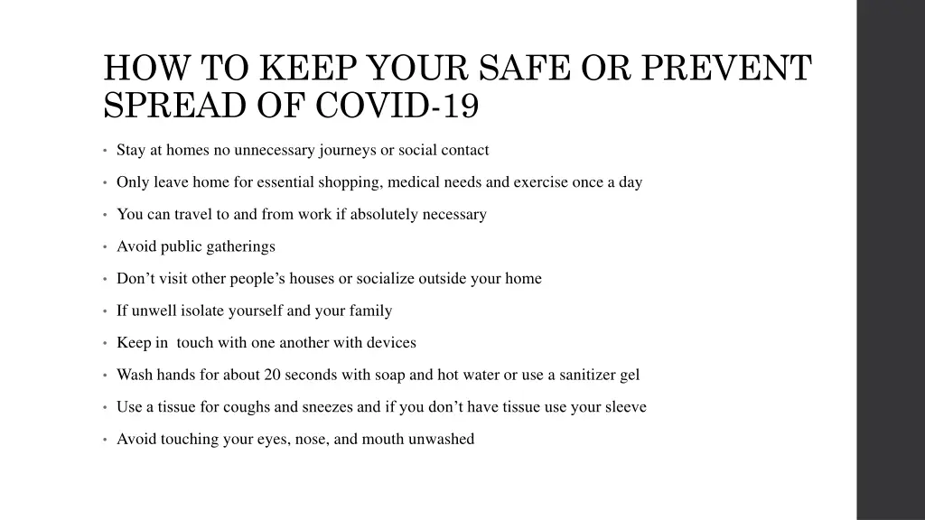 how to keep your safe or prevent spread of covid