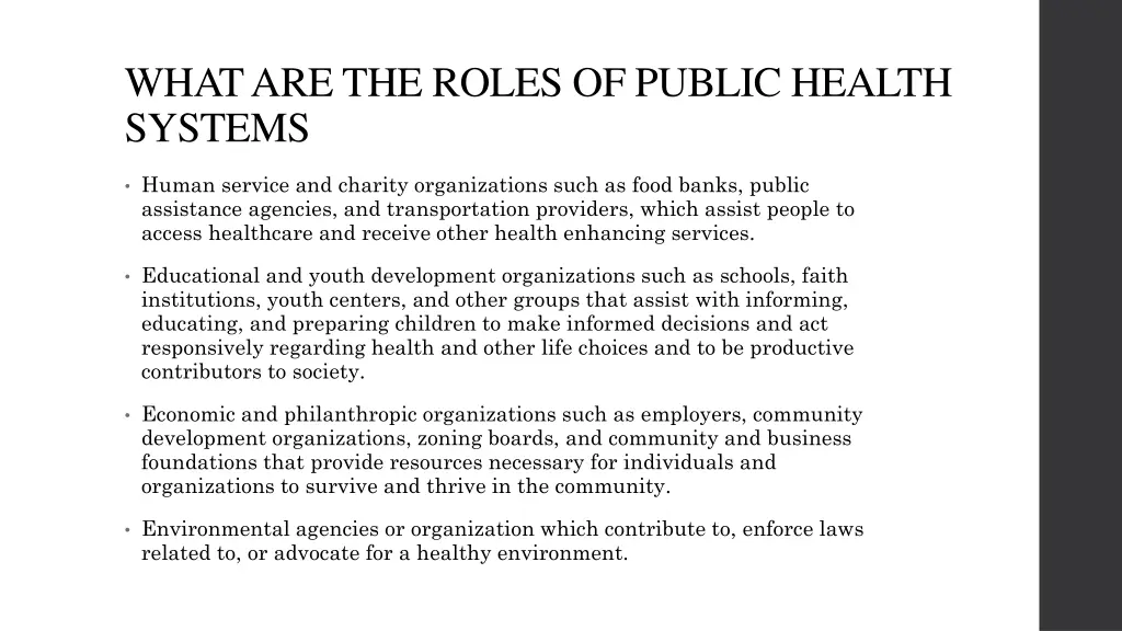 what are the roles of public health systems 1