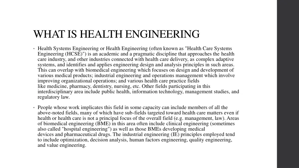 what is health engineering