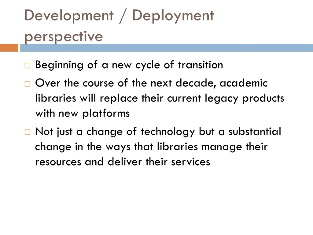 development deployment perspective