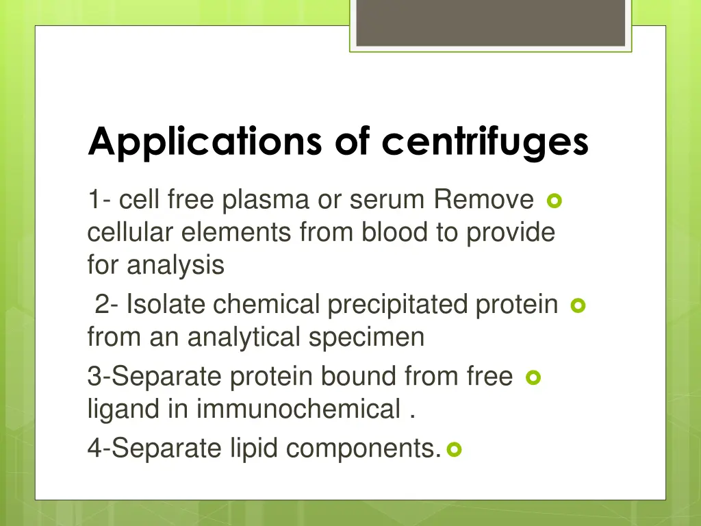 applications of centrifuges