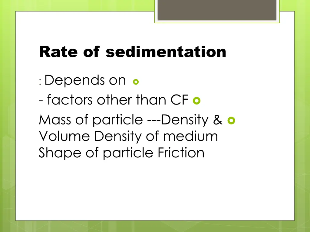 rate of sedimentation