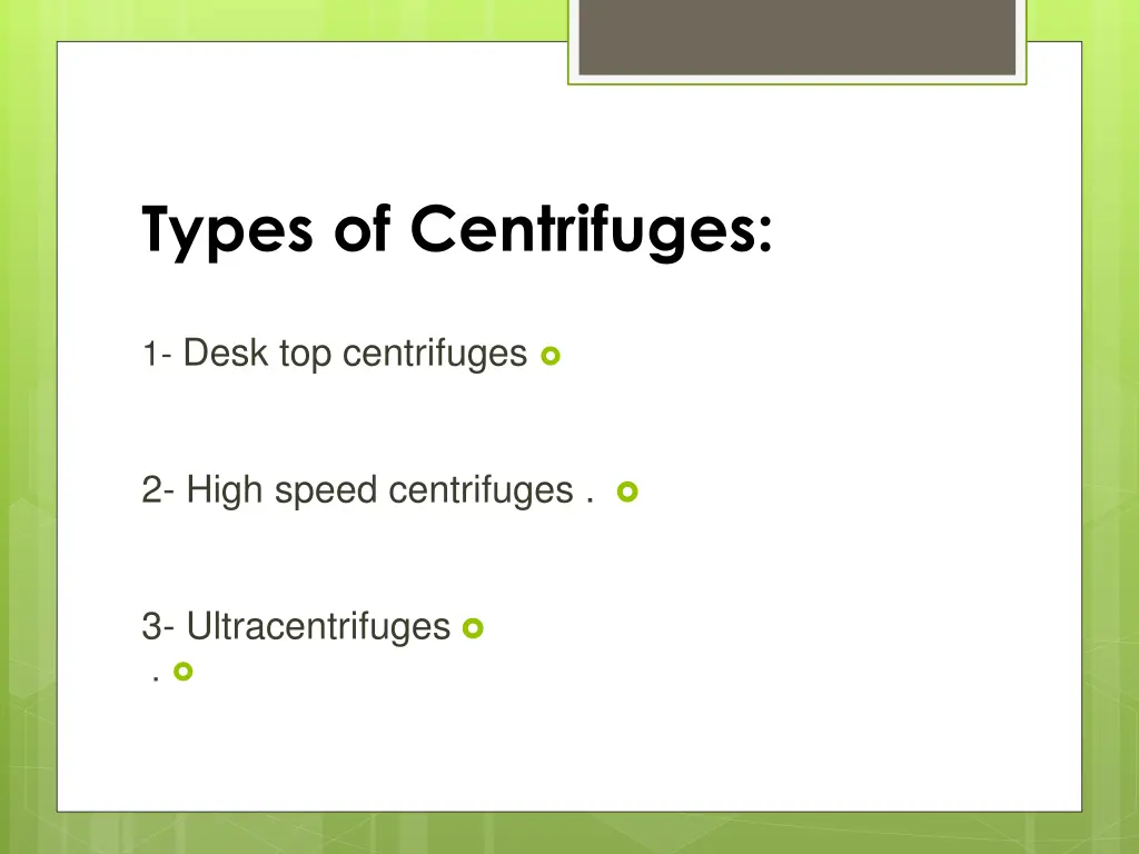 types of centrifuges