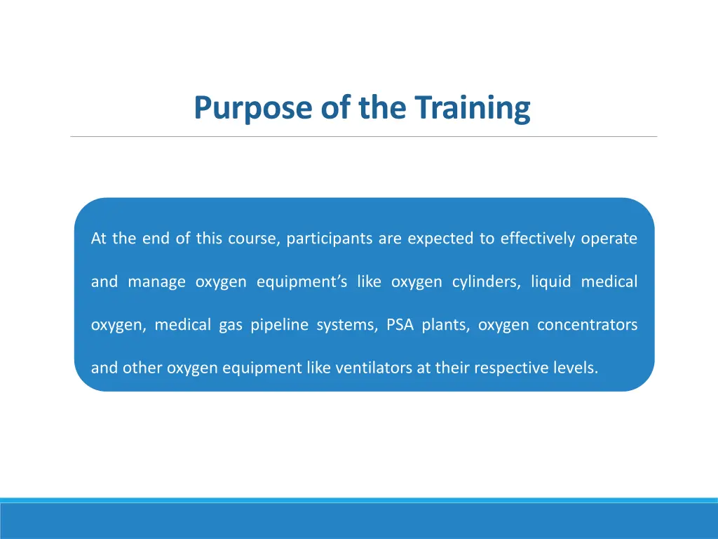 purpose of the training