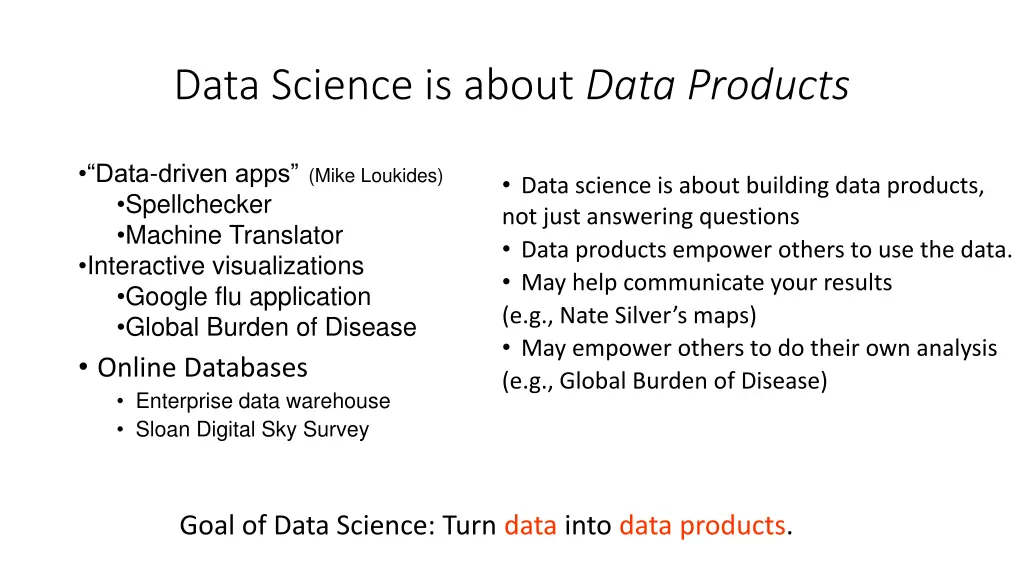 data science is about data products