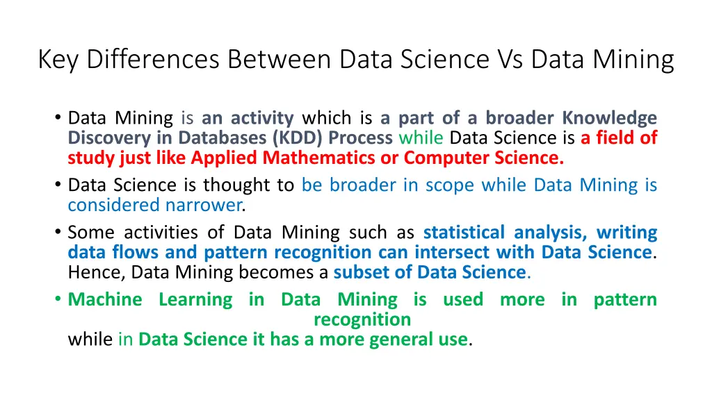 key differences between data science vs data