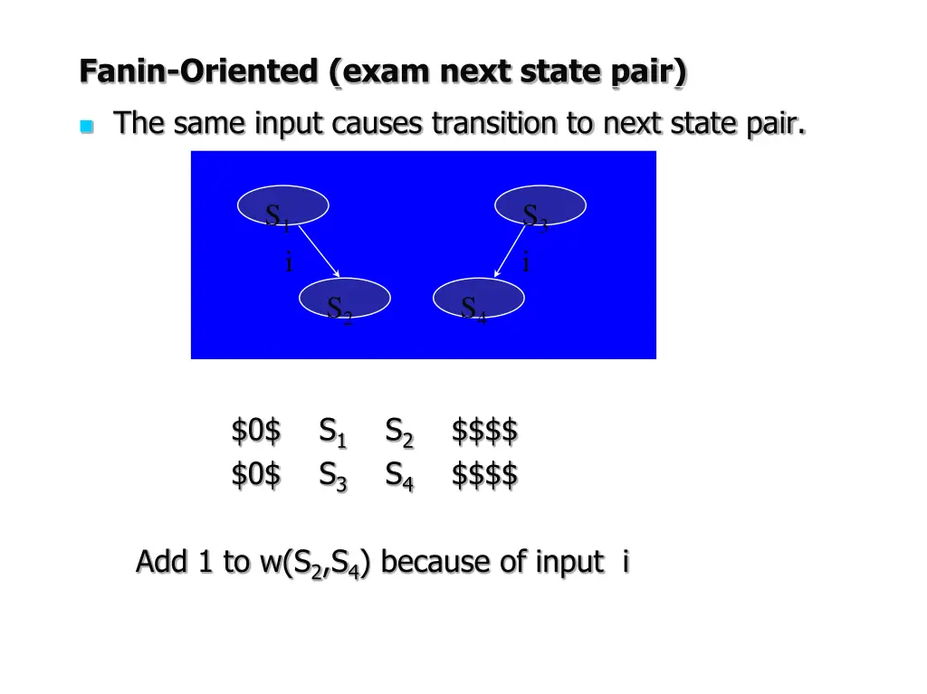 fanin oriented exam next state pair 1