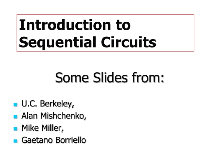 introduction to sequential circuits