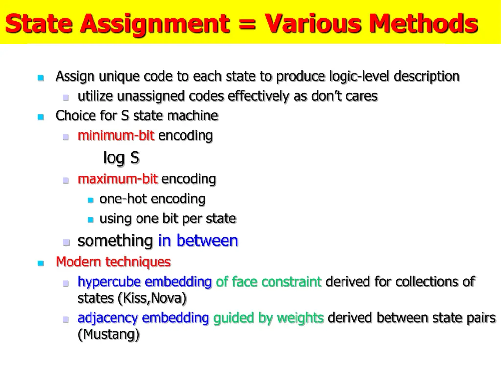 state assignment various methods
