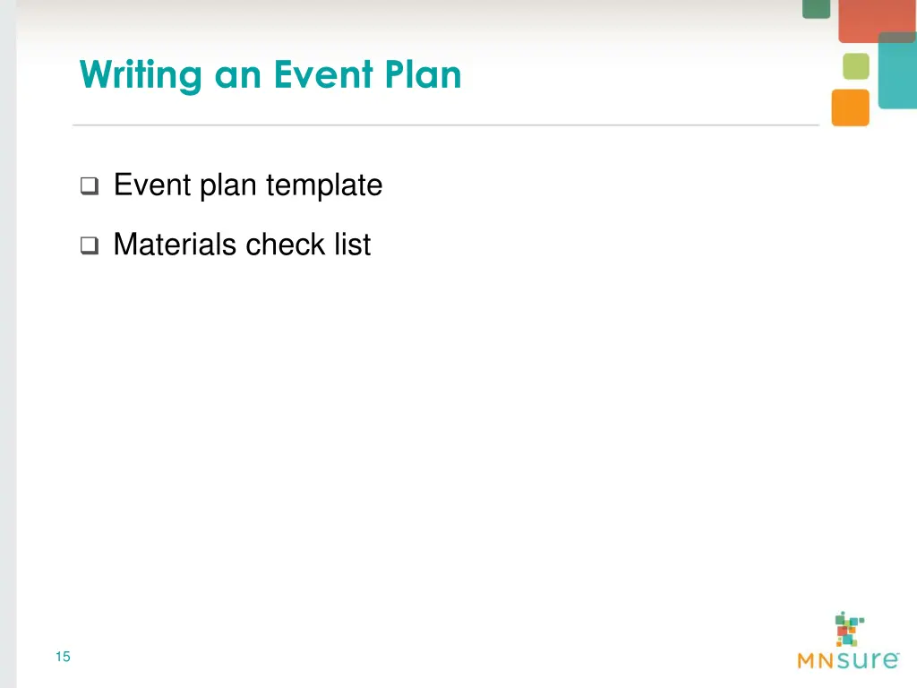 writing an event plan