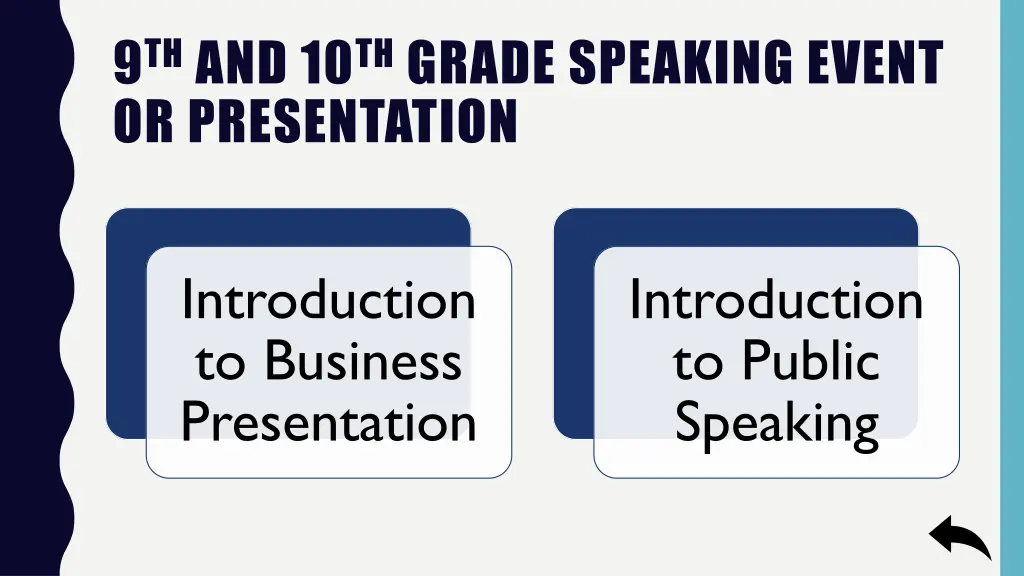 9 th and 10 th grade speaking event