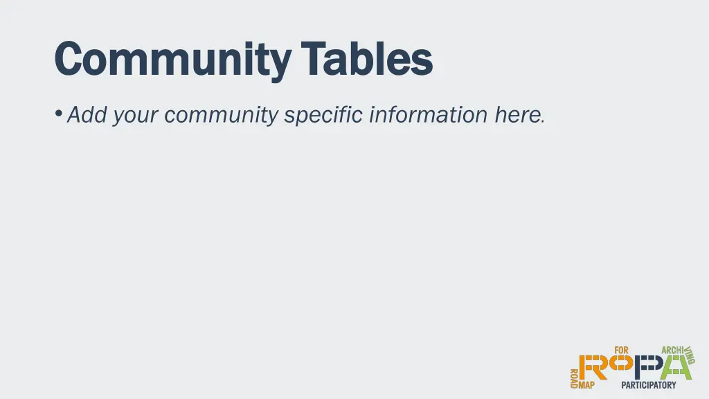 community community tables add your community