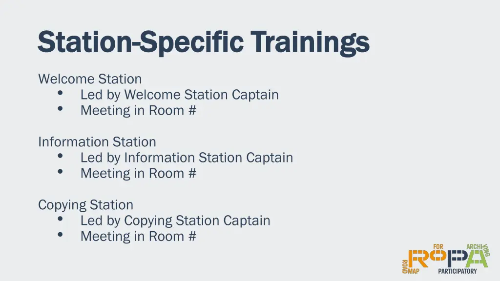 station station specific trainings specific