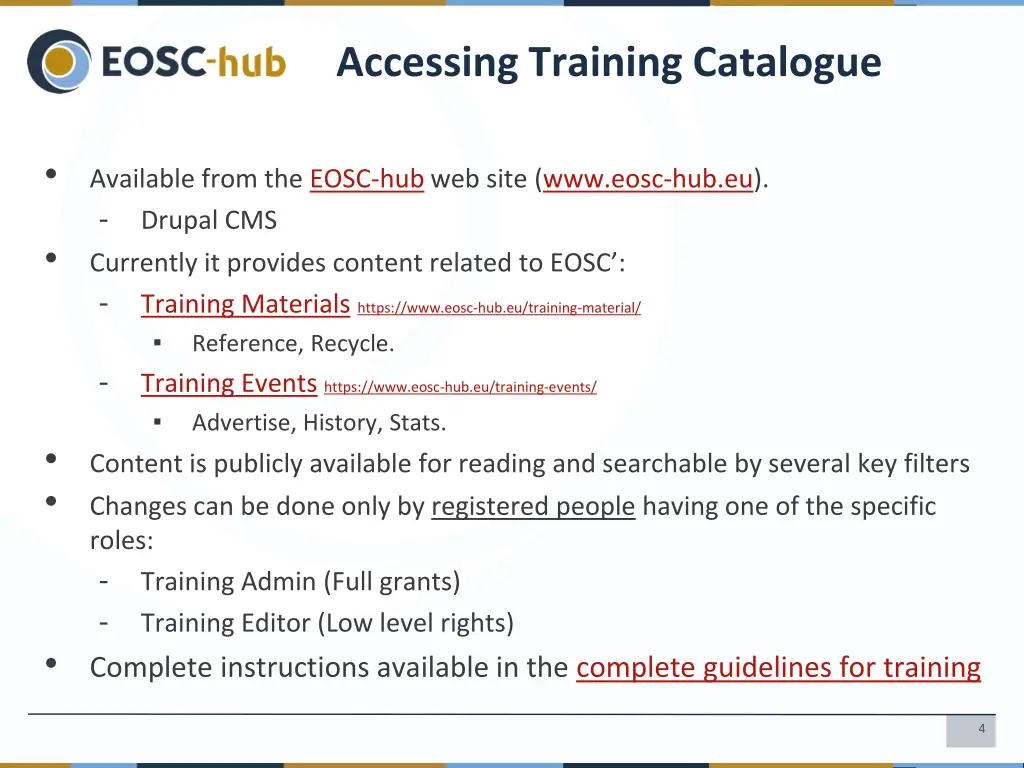 accessing training catalogue