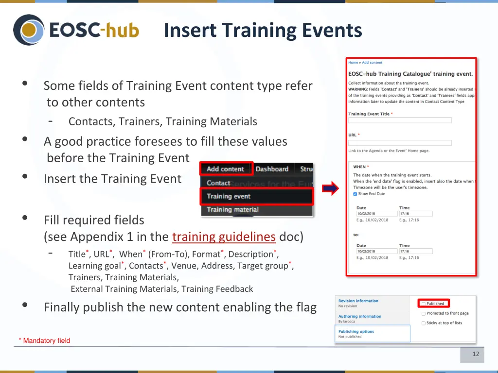 insert training events