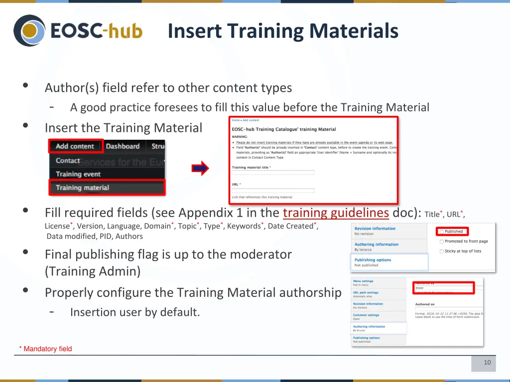 insert training materials