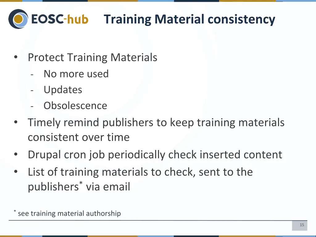 training material consistency