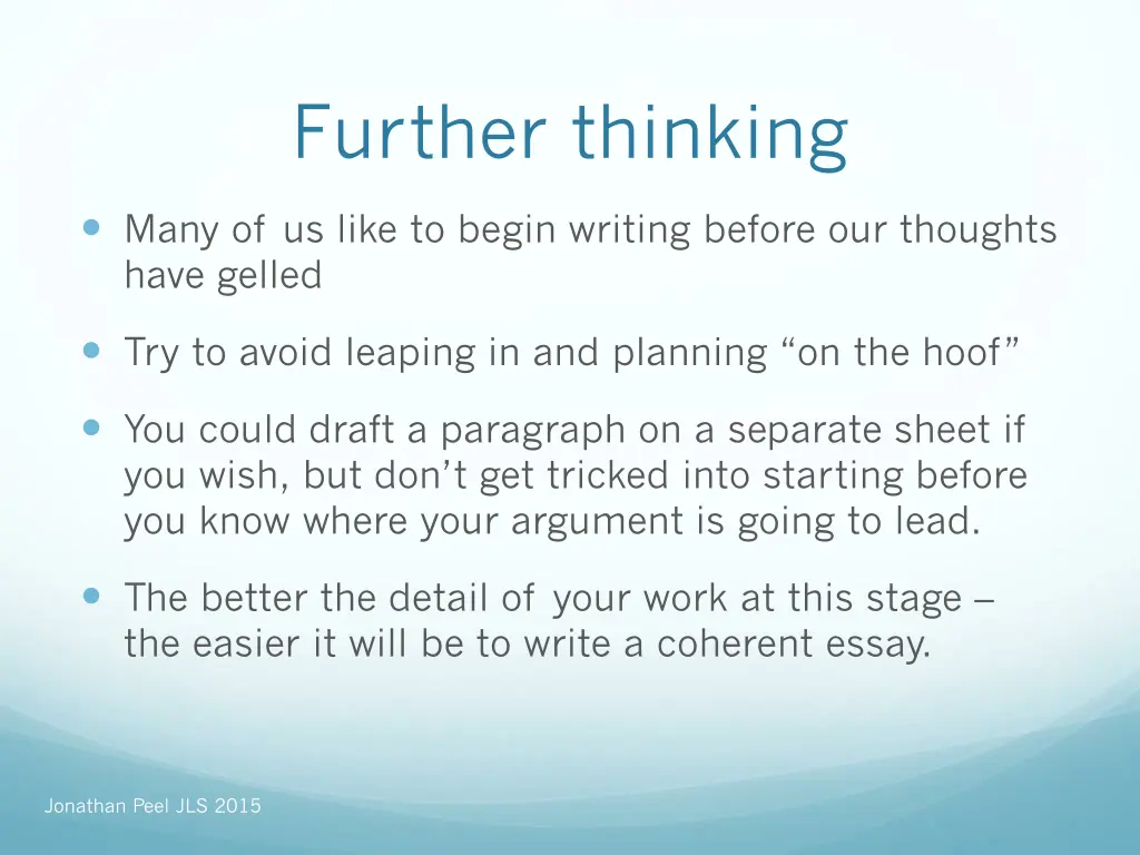 further thinking