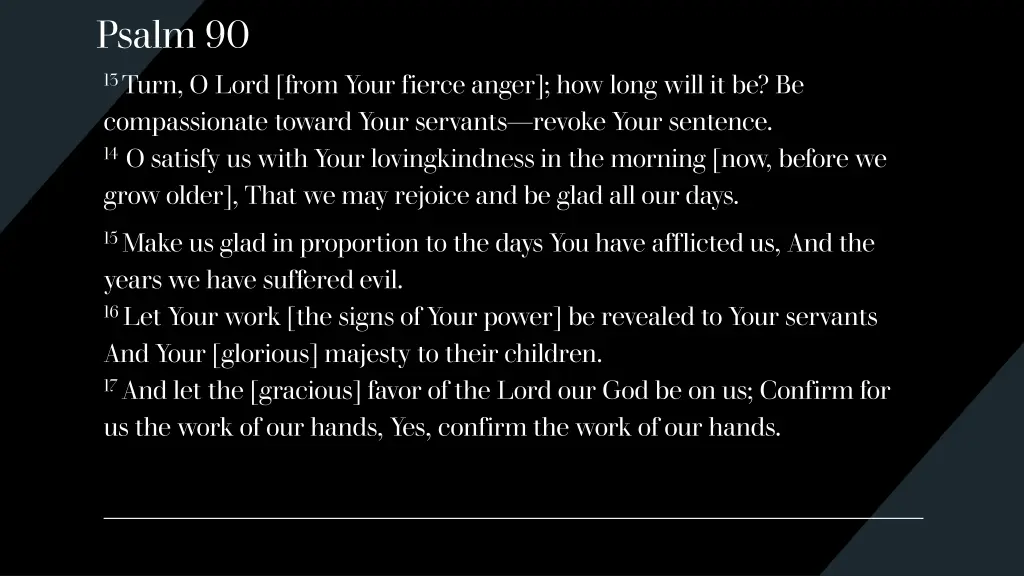 psalm 90 13 turn o lord from your fierce anger