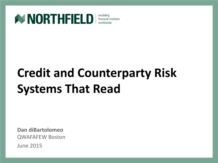 credit and counterparty risk systems that read