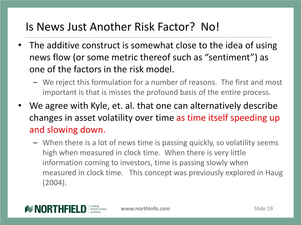 is news just another risk factor no