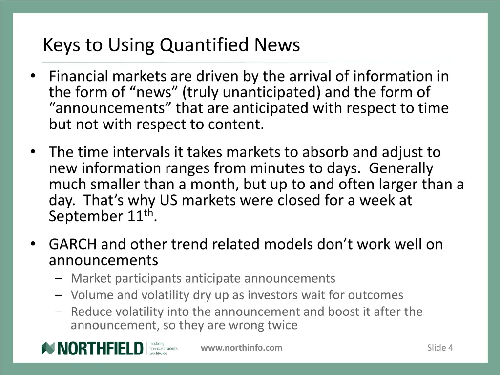 keys to using quantified news