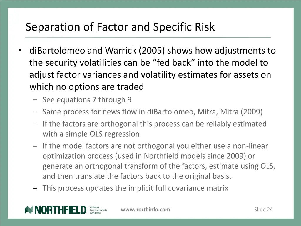 separation of factor and specific risk